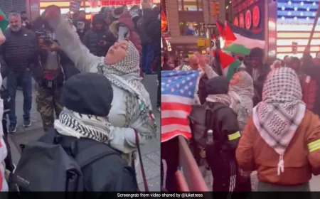 Anti-Israel Protesters Call For "Intifada Revolution" at Times Square