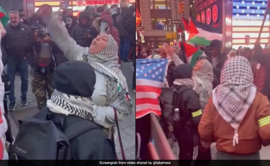 Anti-Israel Protesters Call For "Intifada Revolution" at Times Square