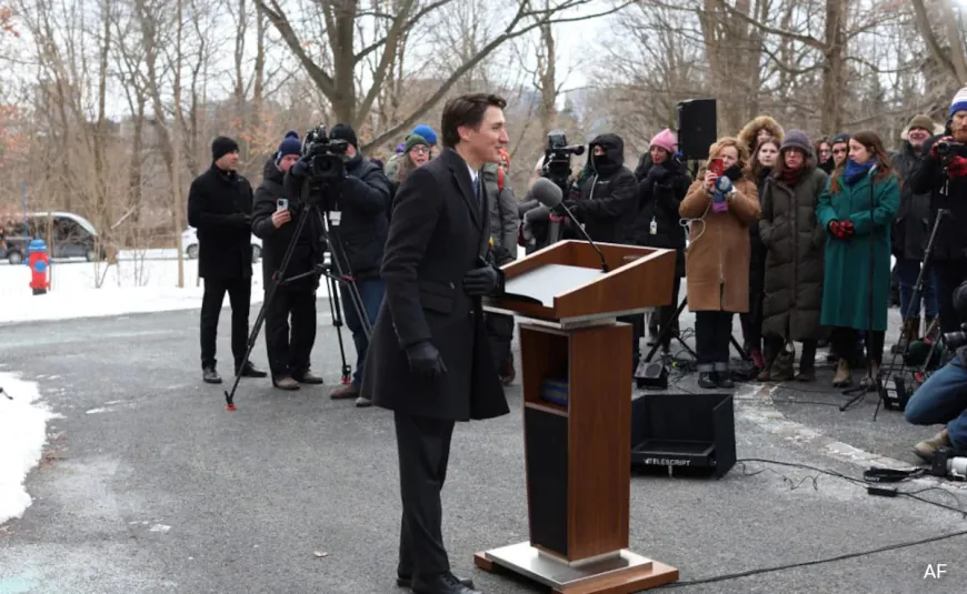 Video: Wind Blows Away Trudeau's Resignation Speech, He Says "I'll Wing It"