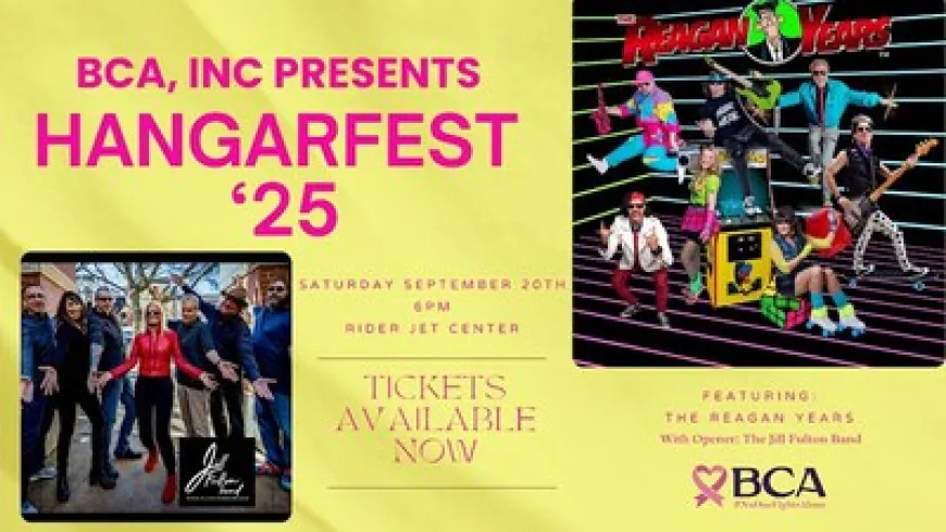 Rider Jet Center and Breast Cancer Awareness Hosting Hangarfest, September 20, 2025, doors open at 6pm! Two Bands, dancing, beverages, food trucks, and more! A great annual fundraiser for Breast Cancer Awareness!