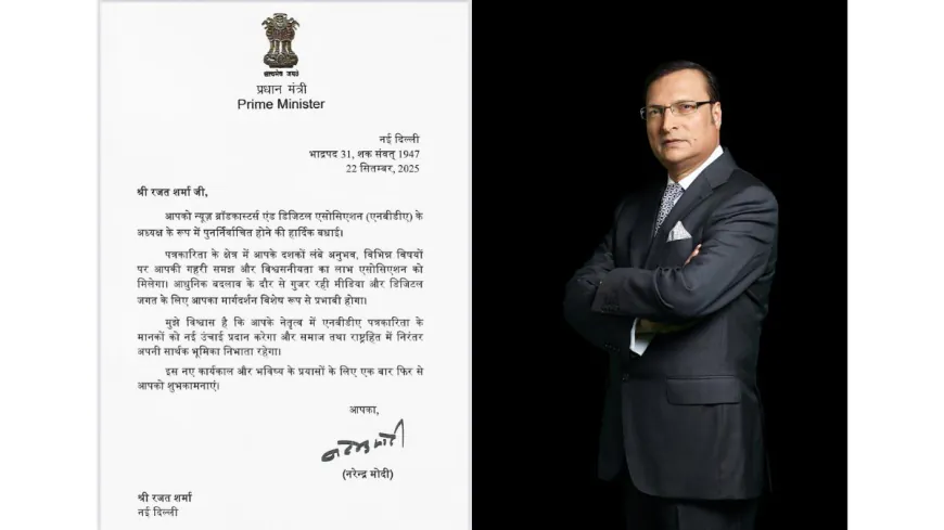 Prime Minister Narendra Modi has congratulated India TV Chairman and Editor-in-Chief Rajat Sharma on his re-election as President of the News Broadcasters and Digital Association (NBDA)