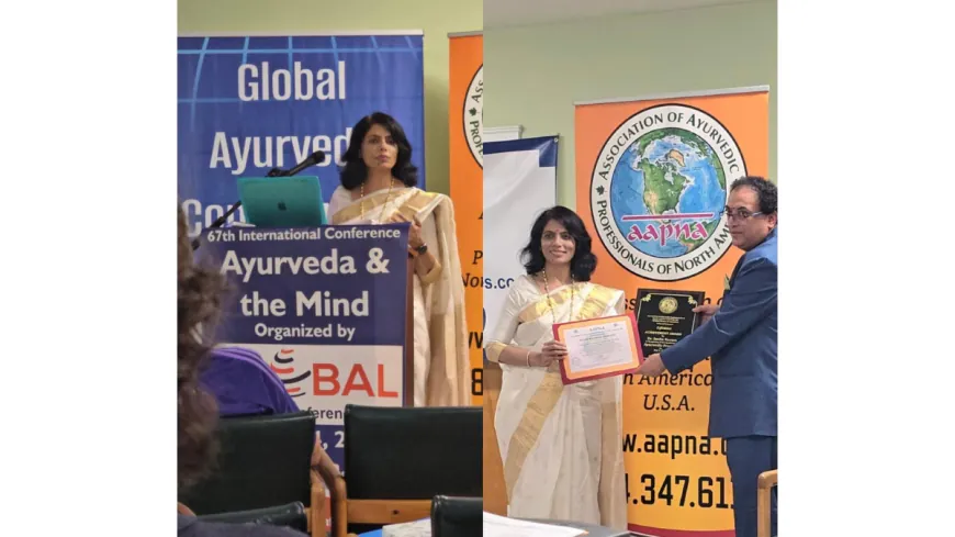Vaidya Smita Naram Honoured with Lifetime Achievement Award at Global Ayurveda Conference in the USA