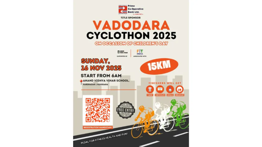 Pedal Towards Progress: Prime Co-op Bank Launches Vadodara Cyclothon for a Fitter India