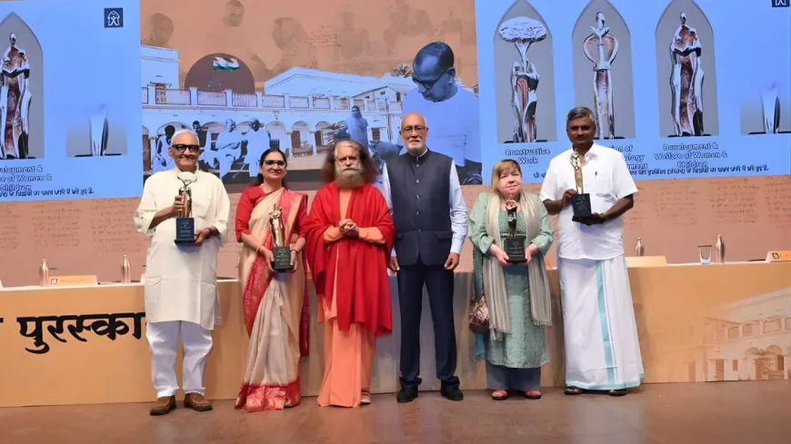 47th Jamnalal Bajaj Awards Recognize Gandhian Warriors in Presence of the Chief Guest HH Swami Chidanand Saraswati