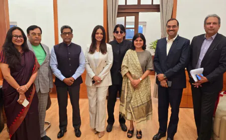 Chief Secretary of Bihar Pratyaya Amrit meets a delegation led by Neetu Chandra for a Green Film City in Bihar