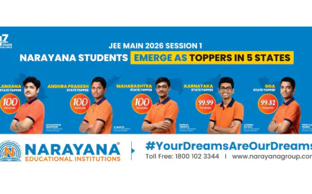 Narayana Students Excel in JEE Main 2026 with 3 100 percentile Scores and 5 State Toppers