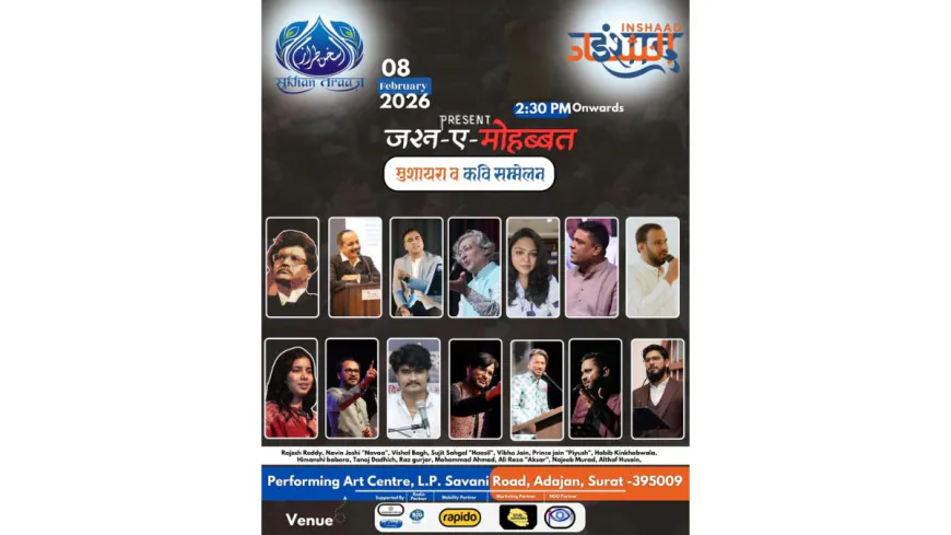 Grand Mushaira and Kavi Sammelan “Jashn-e-Mohabbat” to be held in Surat on 8th February